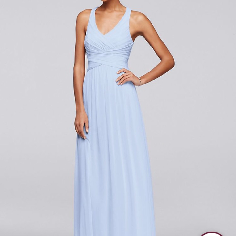 David’s Bridal Mesh Long Dress w/ Crisscross Back
